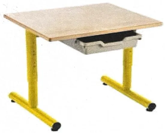 Table réglable en hauteur monoplace, tailles 1, 2 et 3 avec casier