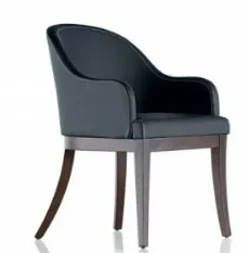Fauteuil cuir synthétique noir piétement bois