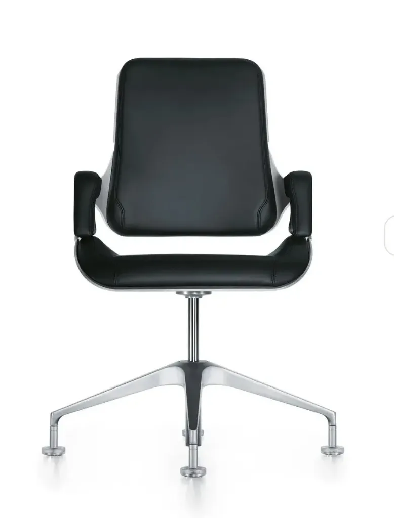 Chaise de bureau en cuir - piétement 4 branches